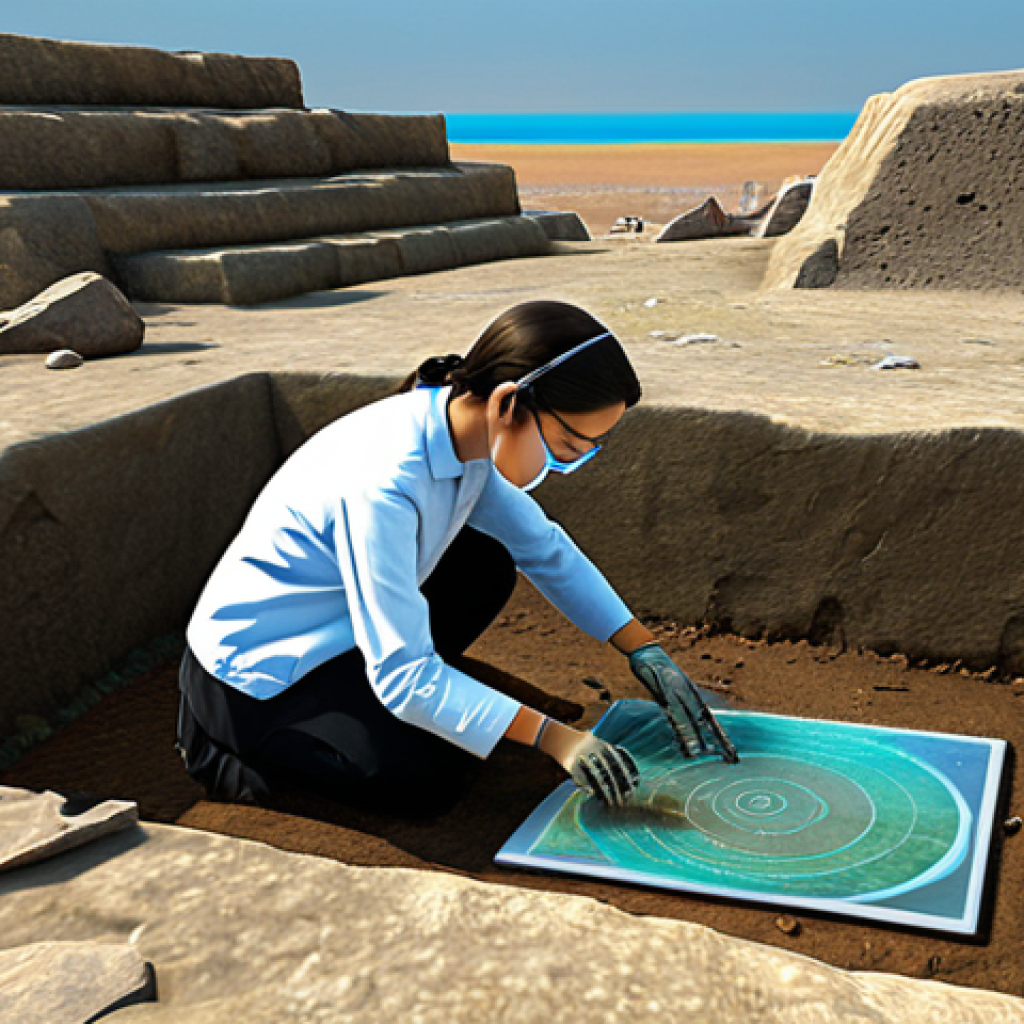 AI-Assisted Archaeological Dig**

"An archaeologist in appropriate attire carefully excavating an ancient site with the help of a holographic AI interface displaying 3D models of artifacts, fully clothed, safe for work, professional setting, daylight, perfect anatomy, correct proportions, well-formed hands, natural pose, modest attire, digital painting, high quality, family-friendly, appropriate content."

**