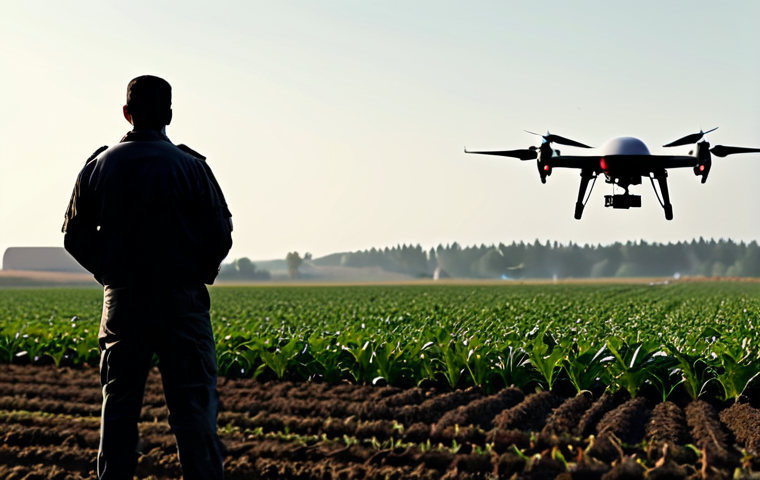 Military to Civilian Tech Transfer**

"A modern agricultural scene with a drone hovering above a field of crops, fully clothed farmers observing. In the background, a subtle silhouette of military aircraft. The drone is inspecting crop health. Safe for work, appropriate content, fully clothed, professional, perfect anatomy, correct proportions, natural pose, realistic rendering, high resolution, clear focus, family-friendly. "

**