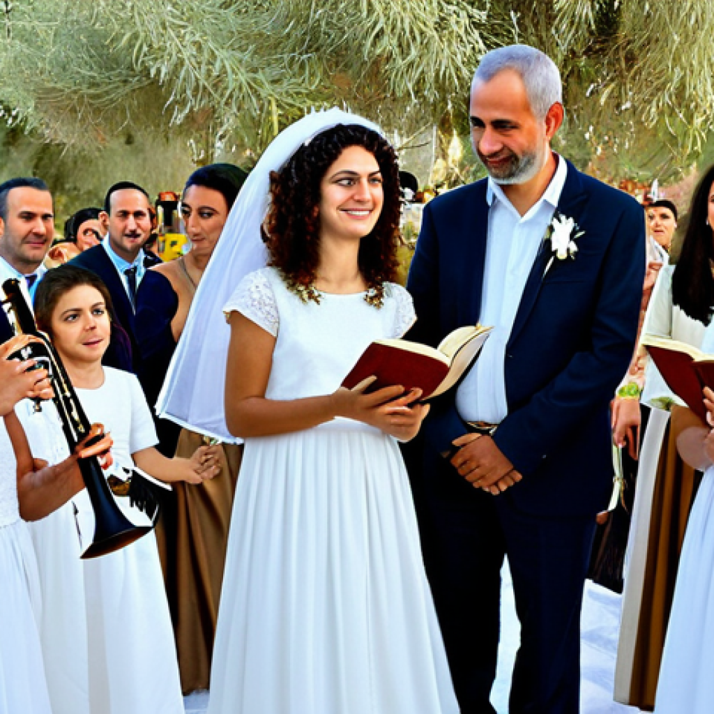이스라엘의 전통 결혼식 음악 - **

"A traditional Israeli wedding ceremony, featuring a Hoppah beautifully decorated with flowers. ...