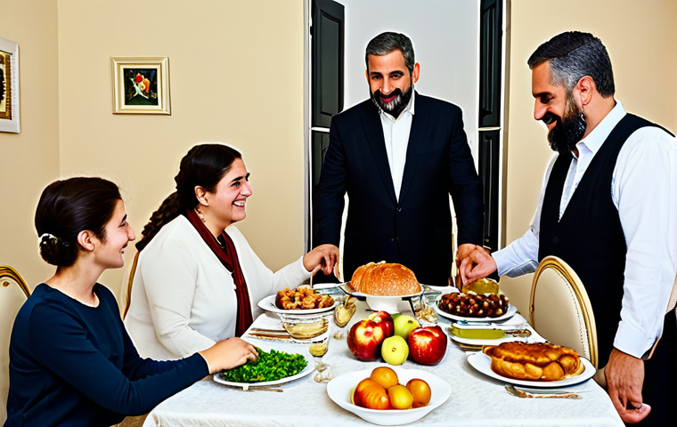 이스라엘 공휴일과 국가적 의미 - **Sukkot Sukkah:** "A beautifully decorated Sukkah stands outdoors during Sukkot. The roof is partia...