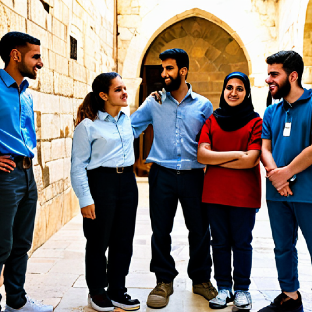 이스라엘 팔레스타인 평화 프로젝트 - **

"A diverse group of young people participating in a peace education workshop in Jerusalem, fully...