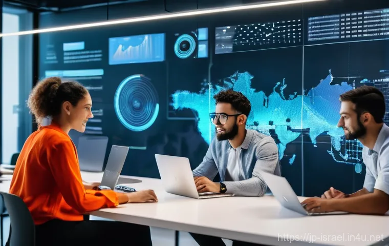 이스라엘에서 열리는 주요 국제 학회 - **Prompt:** A group of diverse, enthusiastic young entrepreneurs and engineers, both male and female...