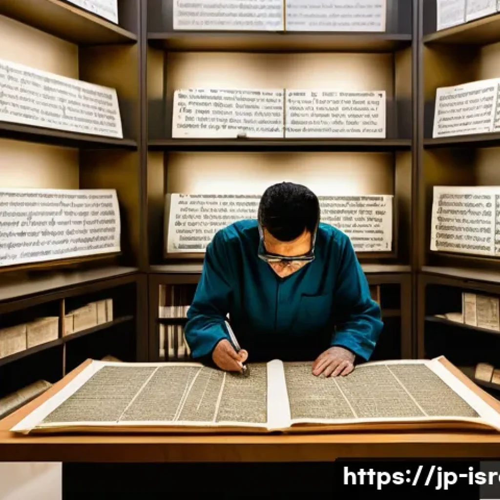 이스라엘의 유명 고고학적 발견과 그 의미 - **Prompt 1: AI Unraveling Ancient Texts**
    A highly detailed, well-lit laboratory scene featuring...