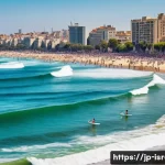 이스라엘의 서핑 명소 - A vibrant Tel Aviv beach scene showcasing a diverse group of surfers enjoying gentle Mediterranean w...
