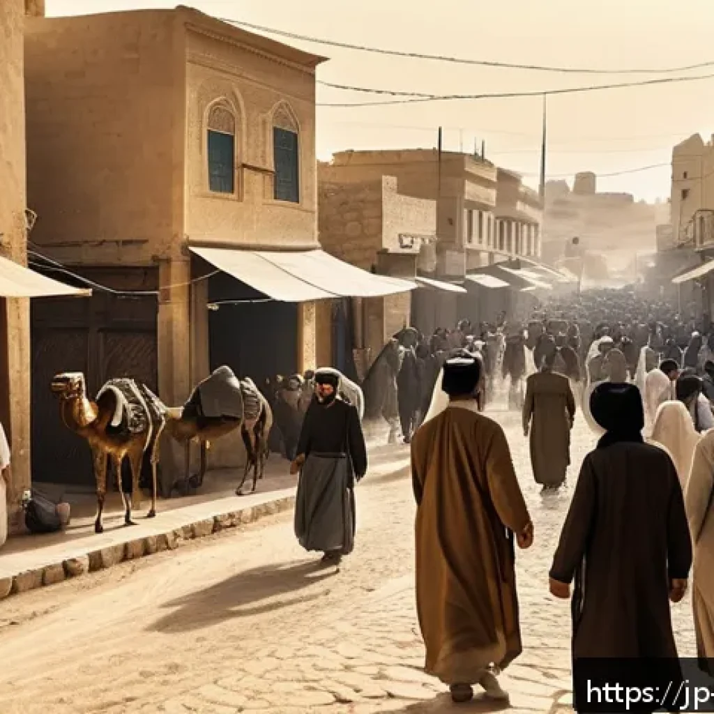 이스라엘 팔레스타인 분쟁 - A detailed historical scene depicting the transition from Ottoman Empire rule to British Mandate in ...