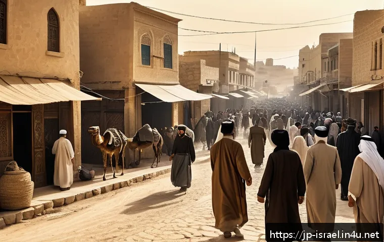 이스라엘 팔레스타인 분쟁 - A detailed historical scene depicting the transition from Ottoman Empire rule to British Mandate in ...