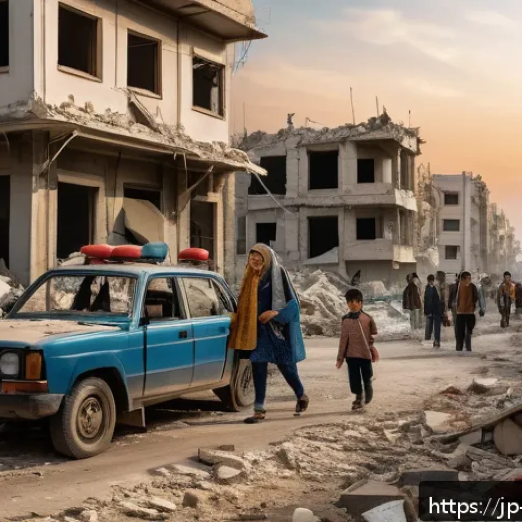 이스라엘과 팔레스타인의 현대 갈등 - A detailed scene depicting a tense urban environment in the Middle East, showing both Israeli and Pa...