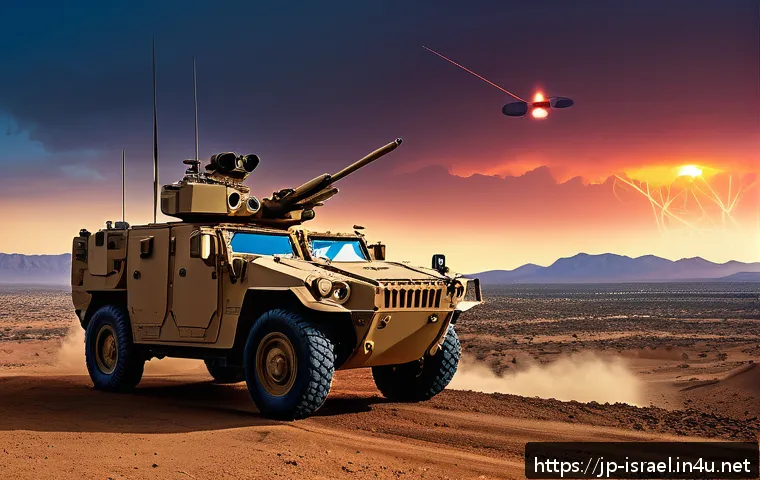 이스라엘의 국방 기술과 세계적 위치 - A highly detailed scene showcasing an advanced multi-layered sensor defense system in a modern battl...