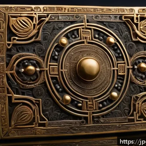 이스라엘에서 배울 수 있는 고대 예술 - An intricately detailed ancient Israelite metal artifact featuring delicate micro-carvings on polish...